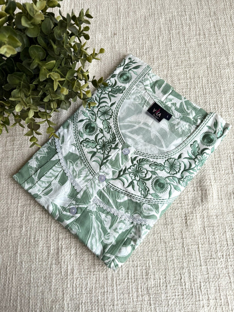 L size printed cotton nighty