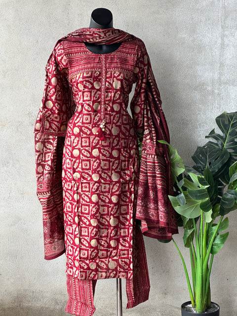 Printed modal silk kurta pant set