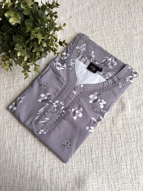 L size printed viscose cotton nighty