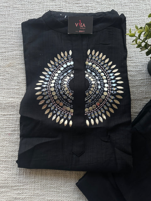 Black circle embroidery co-ords