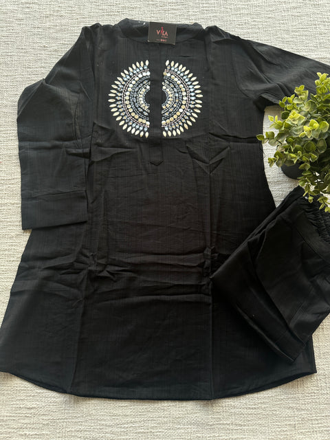 Black circle embroidery co-ords