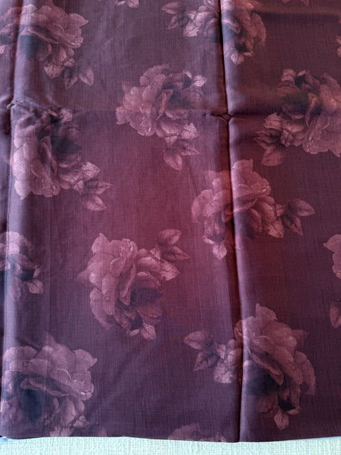 Vintage floral printed satin saree