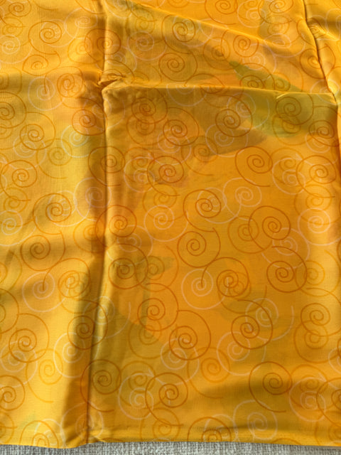 Vintage floral printed satin saree