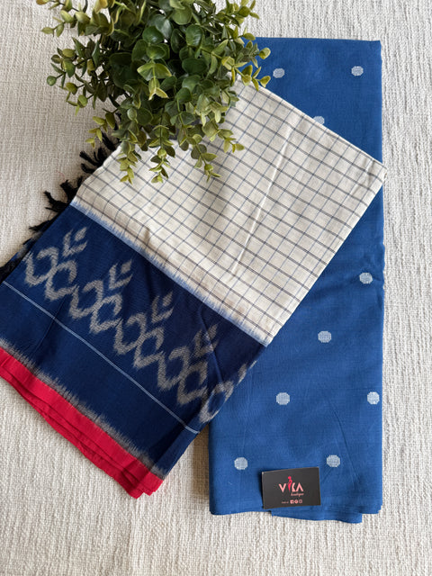 Cotton suit set with ikat dupatta