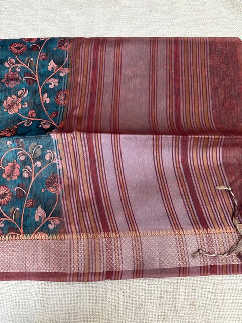 Printed Faux Raw silk saree