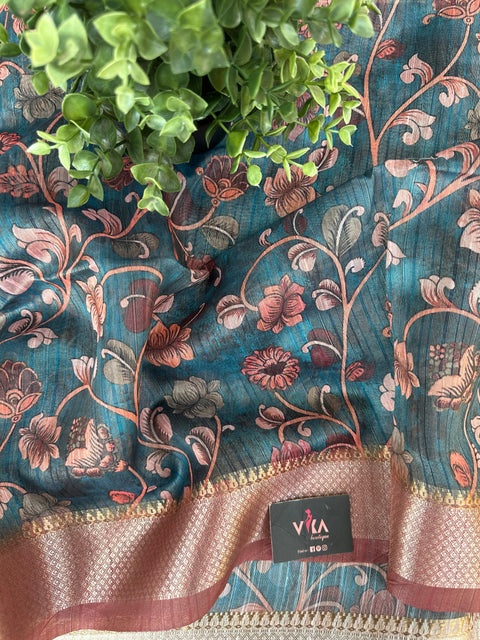 Printed Faux Raw silk saree