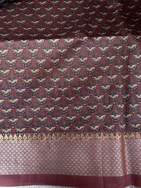 Printed Faux Raw silk saree