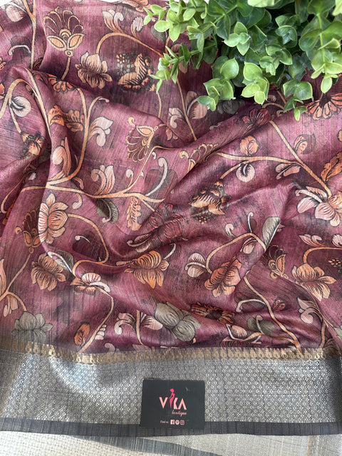 Printed Faux Raw silk saree