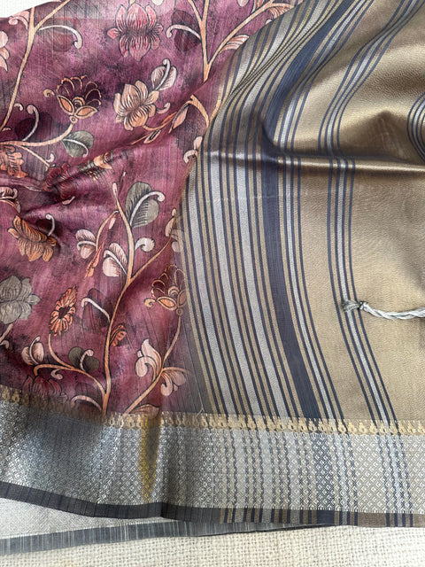 Printed Faux Raw silk saree