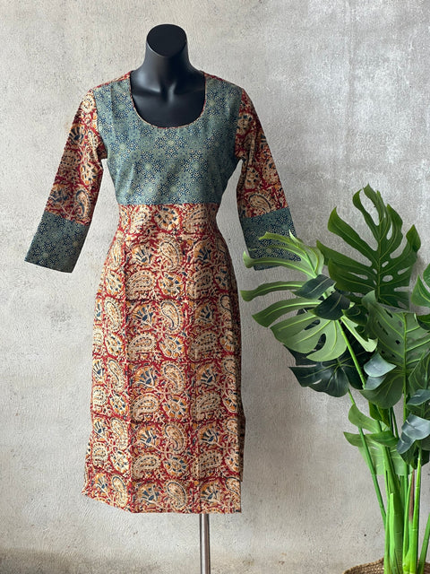 Ajrakh and kalamkari printed kurti