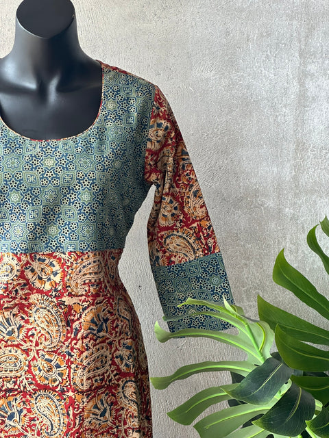 Ajrakh and kalamkari printed kurti