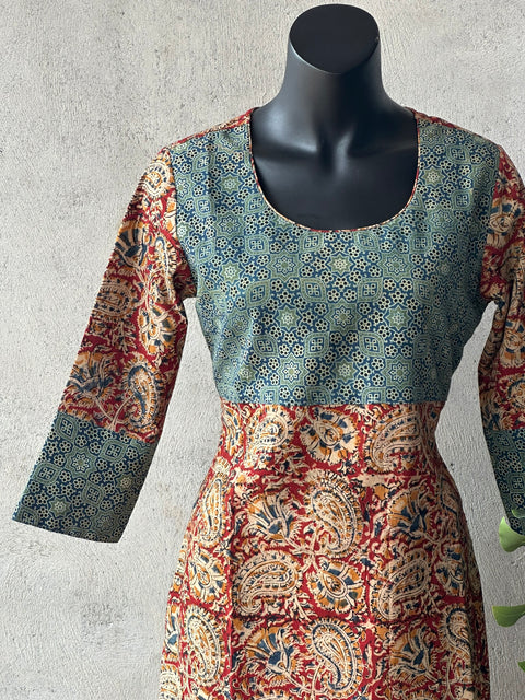 Ajrakh and kalamkari printed kurti