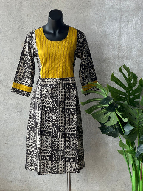 Printed black cotton kurti