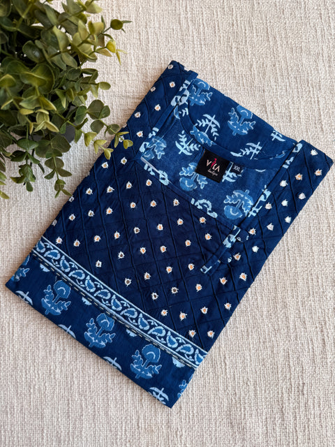 XXL size mirror work printed cotton nighty