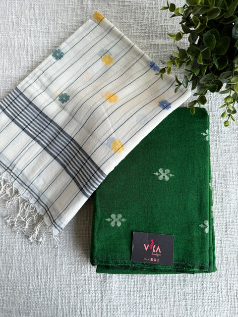 Handloom Cotton suit set with jamdani dupatta