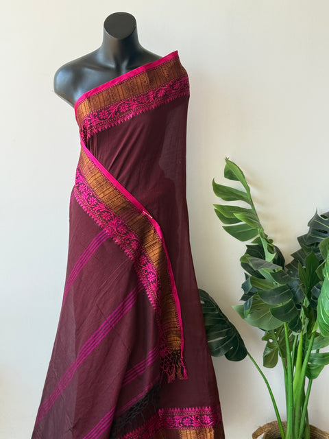 Vikhadi weaving border cotton saree