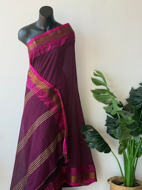 Vikhadi weaving border cotton saree