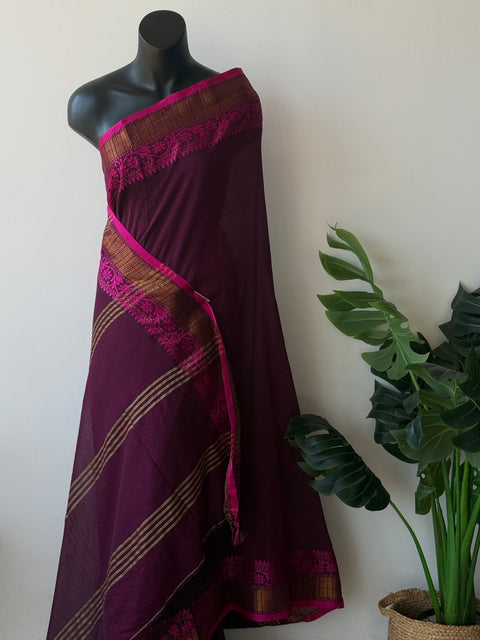 Vikhadi weaving border cotton saree