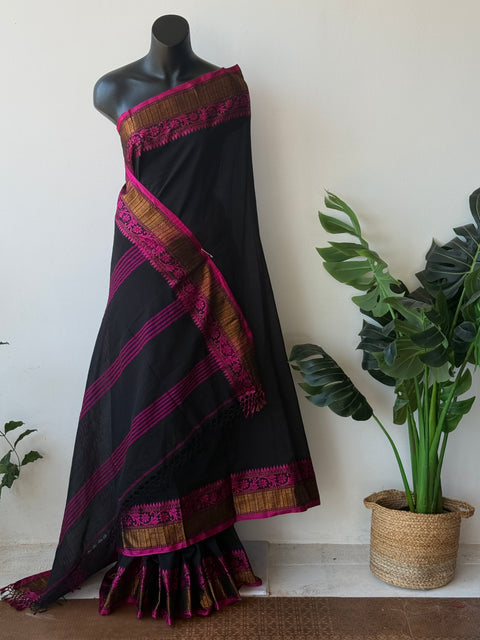 Vikhadi weaving border cotton saree