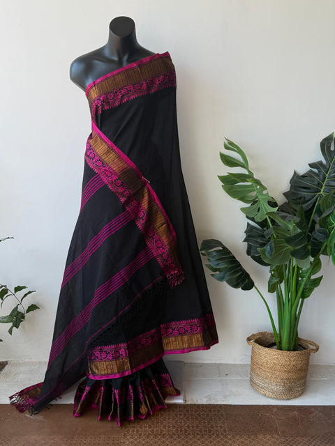 Vikhadi weaving border cotton saree