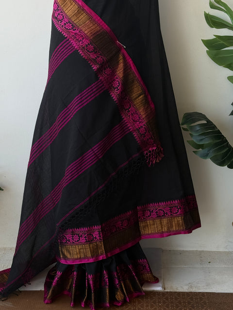 Vikhadi weaving border cotton saree