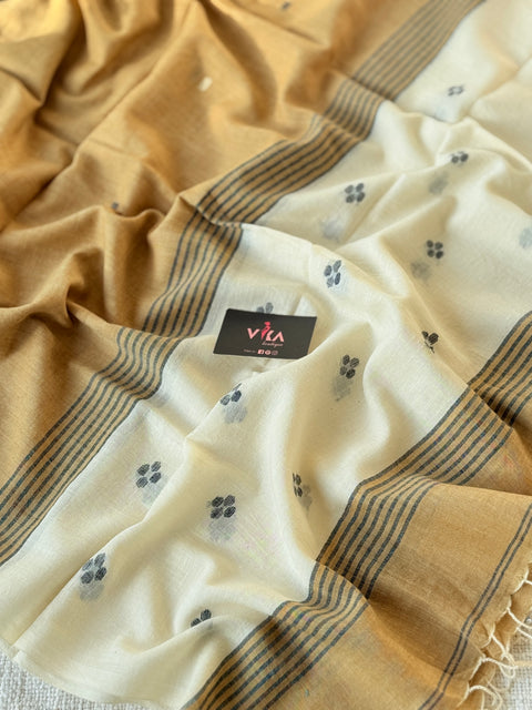 Jamdani Handloom Cotton Stole with Tassels
