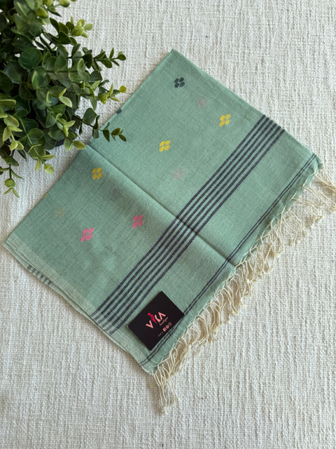 Jamdani Handloom Cotton Stole with Tassels (Copy)