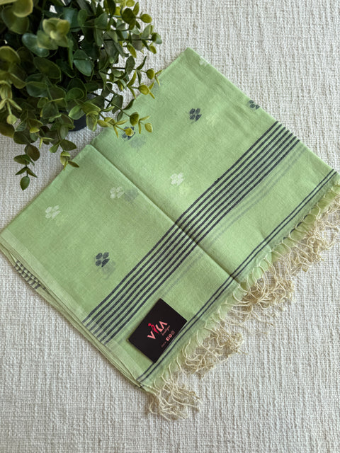 Jamdani Handloom Cotton Stole with Tassels