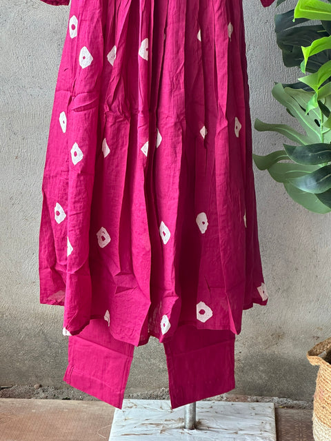 Neck emb printed cotton kurti pant