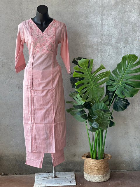 Neck embroidery plain cotton set