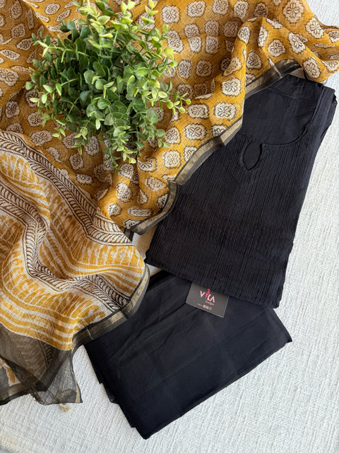 Black musturd combo cotton suit material