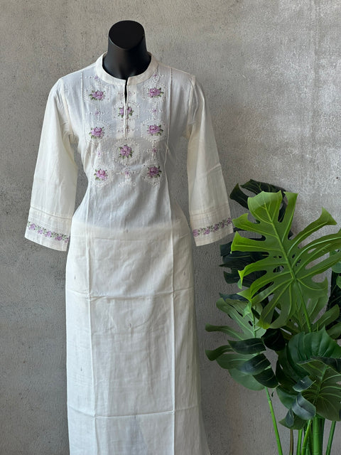 Lavender Neck embroidery plain cotton set