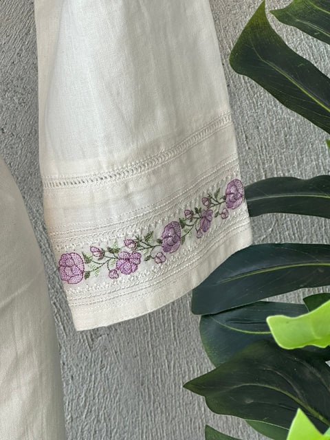 Lavender Neck embroidery plain cotton set