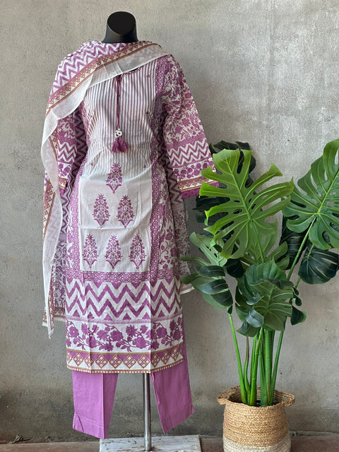 Karachi Printed cotton kurti pant set