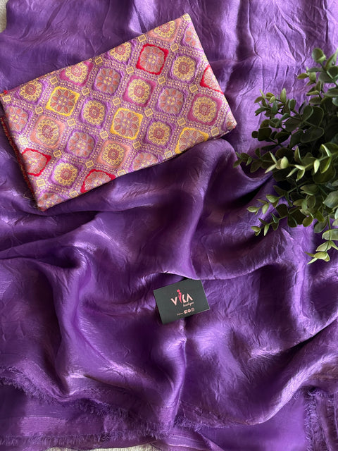 Purple shiny tissue organza saree