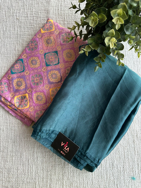 Steel blue shiny tissue organza saree