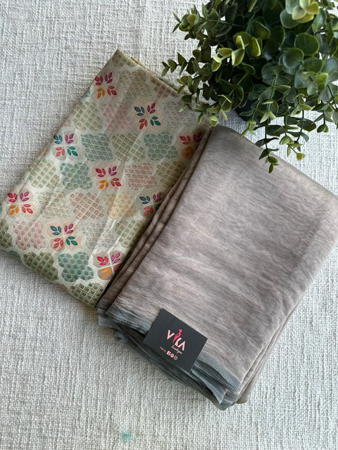 Shiny tissue organza saree