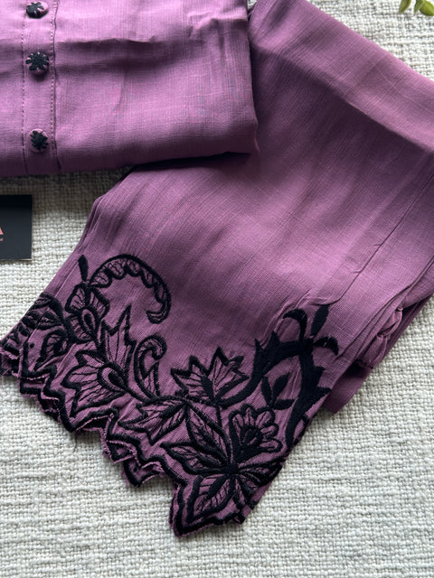 Purple embroidery co-ords