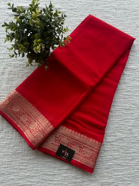 Weaving border semi georgette saree