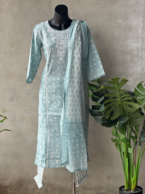 Printed cotton kurta pant set