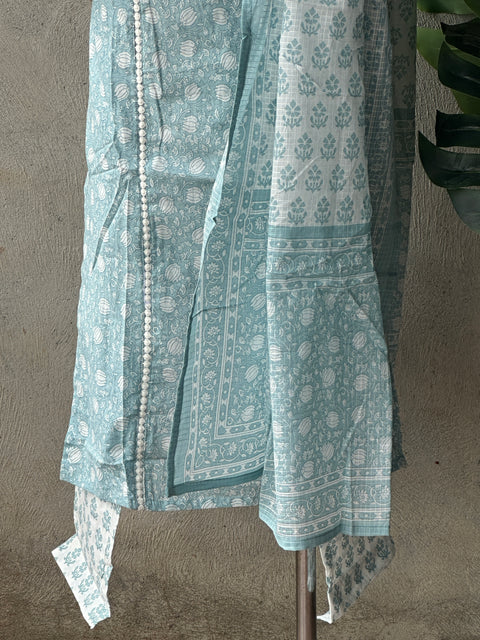 Printed cotton kurta pant set