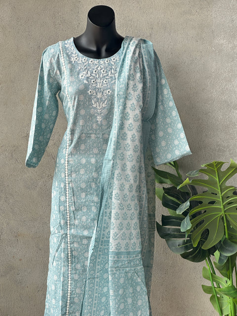 Printed cotton kurta pant set