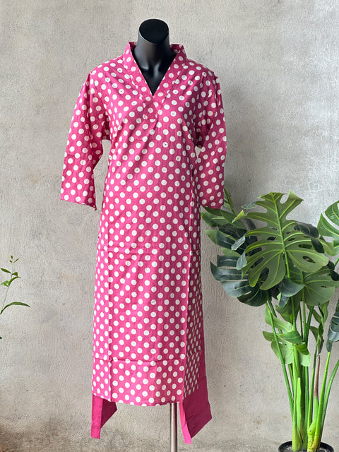 Polka dot Printed cotton kurta pant