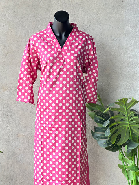 Polka dot Printed cotton kurta pant