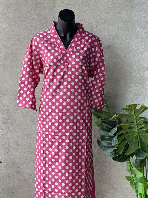 Polka dot Printed cotton kurta pant