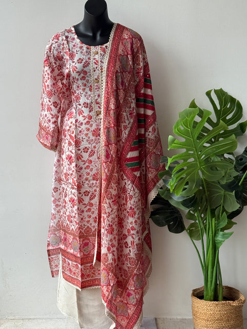 Semi stitched taby silk suit material