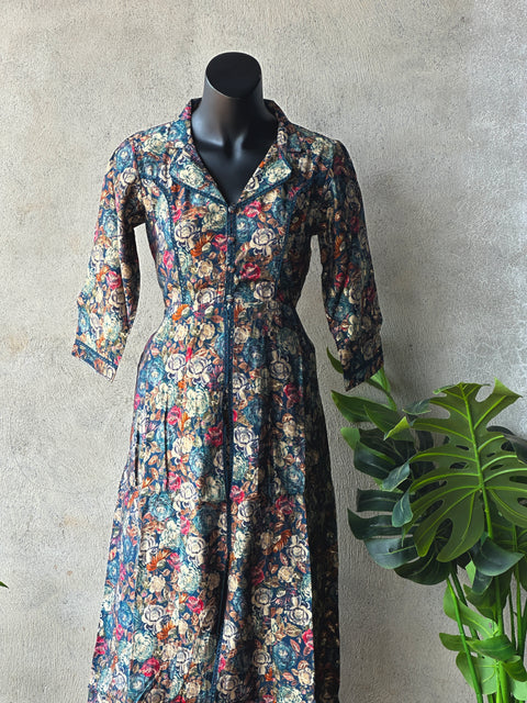 Collar neck printed modal silk co-ords
