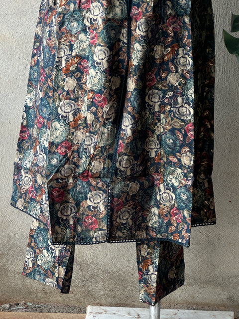 Collar neck printed modal silk co-ords