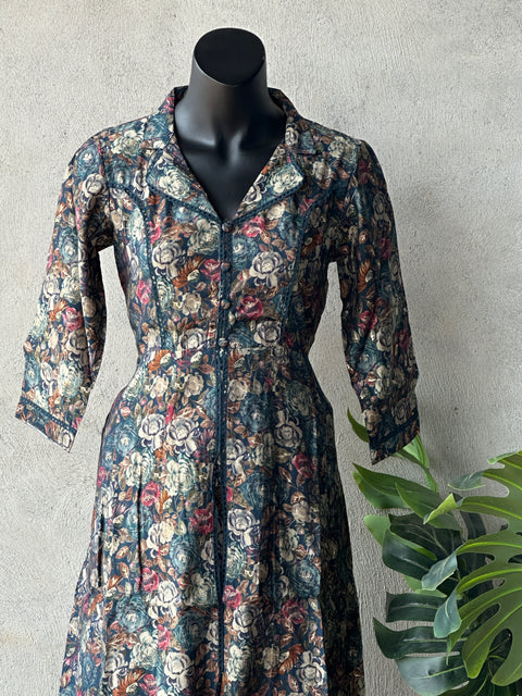 Collar neck printed modal silk co-ords