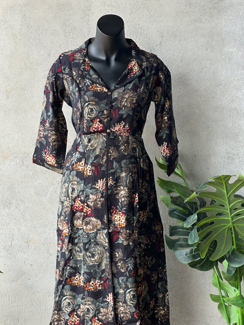 Collar neck printed modal silk co-ords